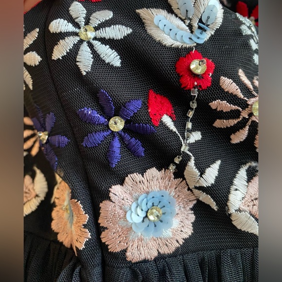 BHLDN cocktail dress, beading & sequins on bodice, embroidery on mesh skirt. - Picture 5 of 9